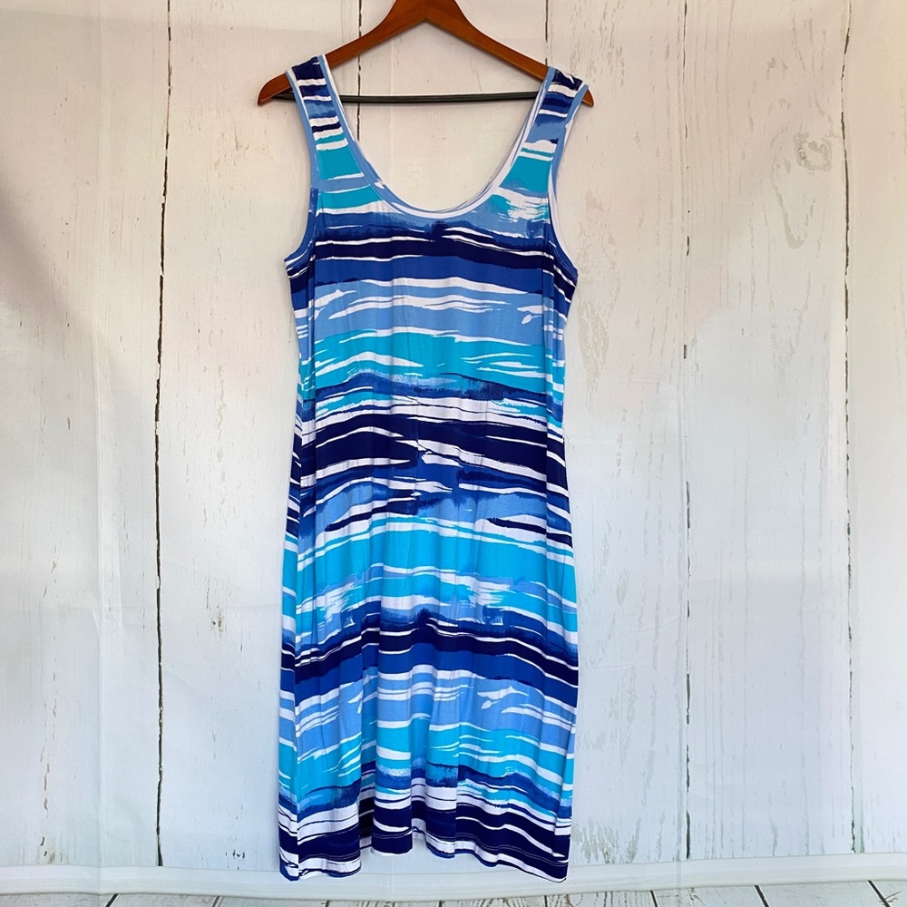 Tommy Bahama Blue and White Striped Midi Dress